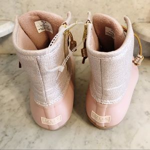 sperry duck boots rose gold